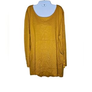 New York & Company Mustard Yellow Knit Long-sleeved Sweater Size 2X